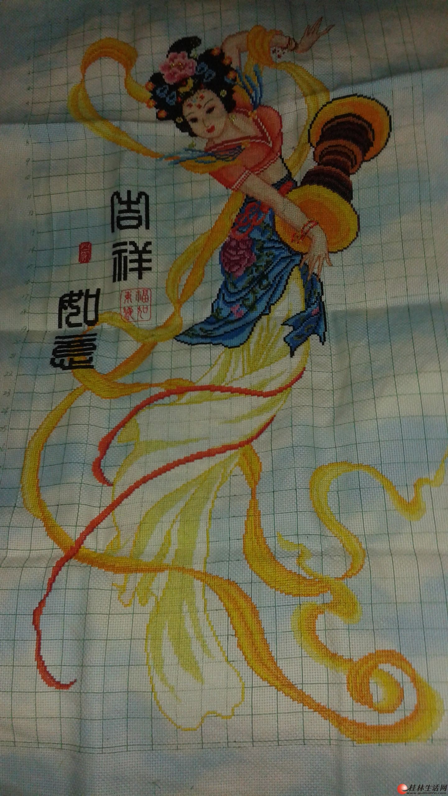 出售十字绣成品吉祥如意仙女图