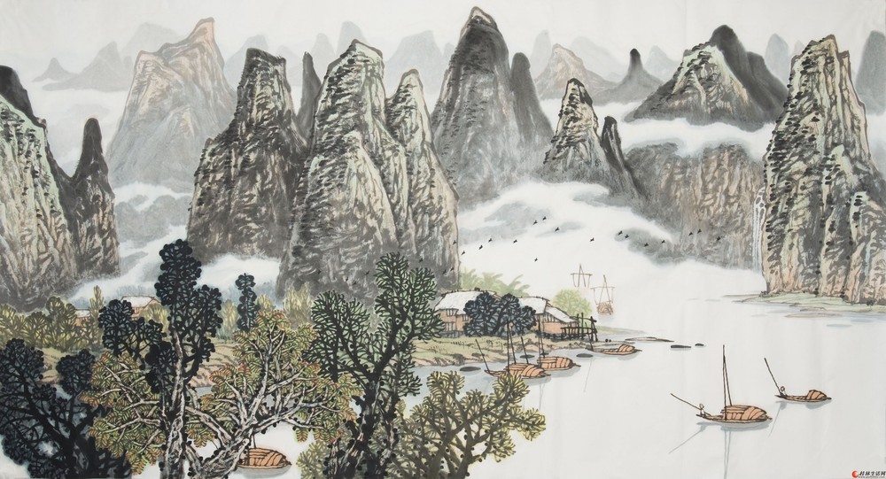 桂林山水画 国画 水墨画