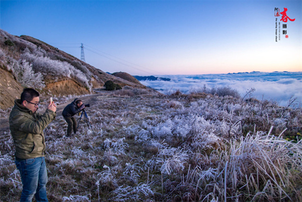 12月6日的金紫山朝阳、云海、冰冻、雾草