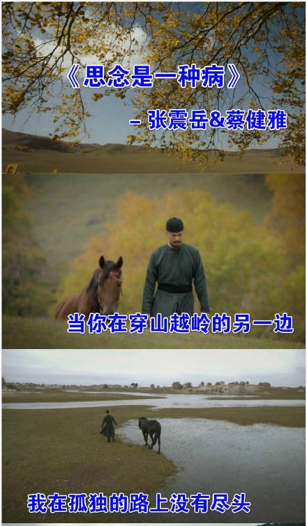 凌云彻草原牵马,网友P图上字幕,唱起张震岳歌曲《思念是一种病》