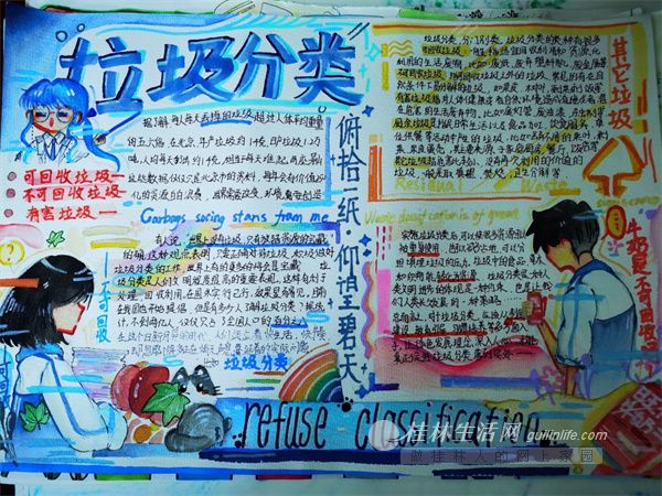 桂林市第十四中学开展垃圾分类手抄报活动